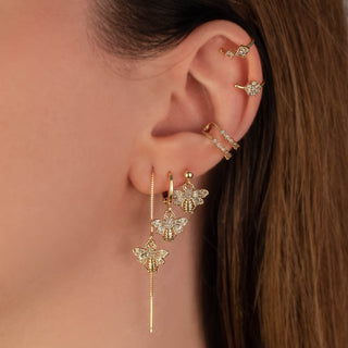 Queen Bee White Zircon Huggie Earrings [PRE-ORDER]