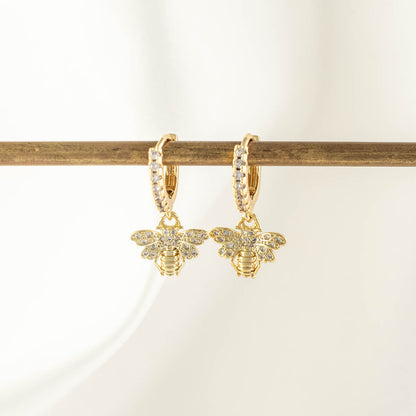 Queen Bee White Zircon Embellished Hoops