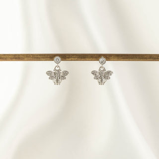 Queen Bee White Zircon Embellished Dangle Studs [PRE-ORDER]