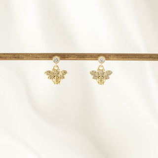 Queen Bee White Zircon Embellished Dangle Studs [PRE-ORDER]