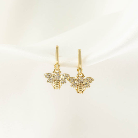 Queen Bee White Zircon Huggie Earrings