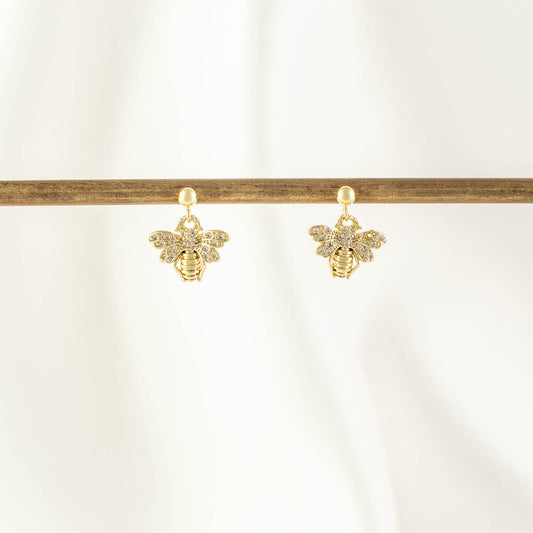 Queen Bee White Zircon Dangle Studs