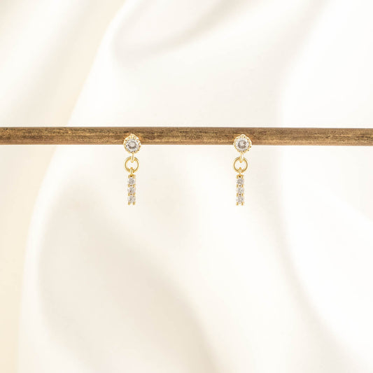 Rayne White Zircon Embellished Dangle Studs