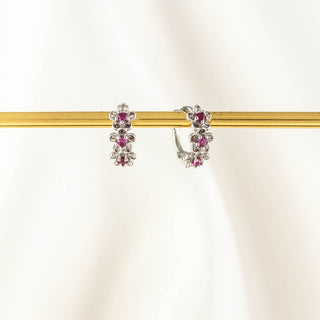 Sakura Flower Pink Zircon Hoops