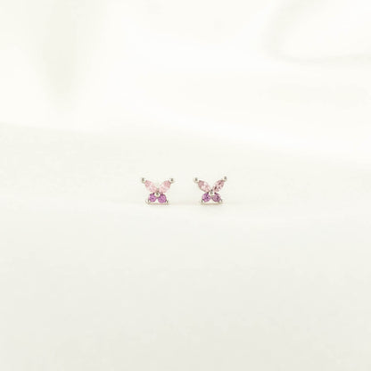 Sallie Pink Zircon Butterfly Studs
