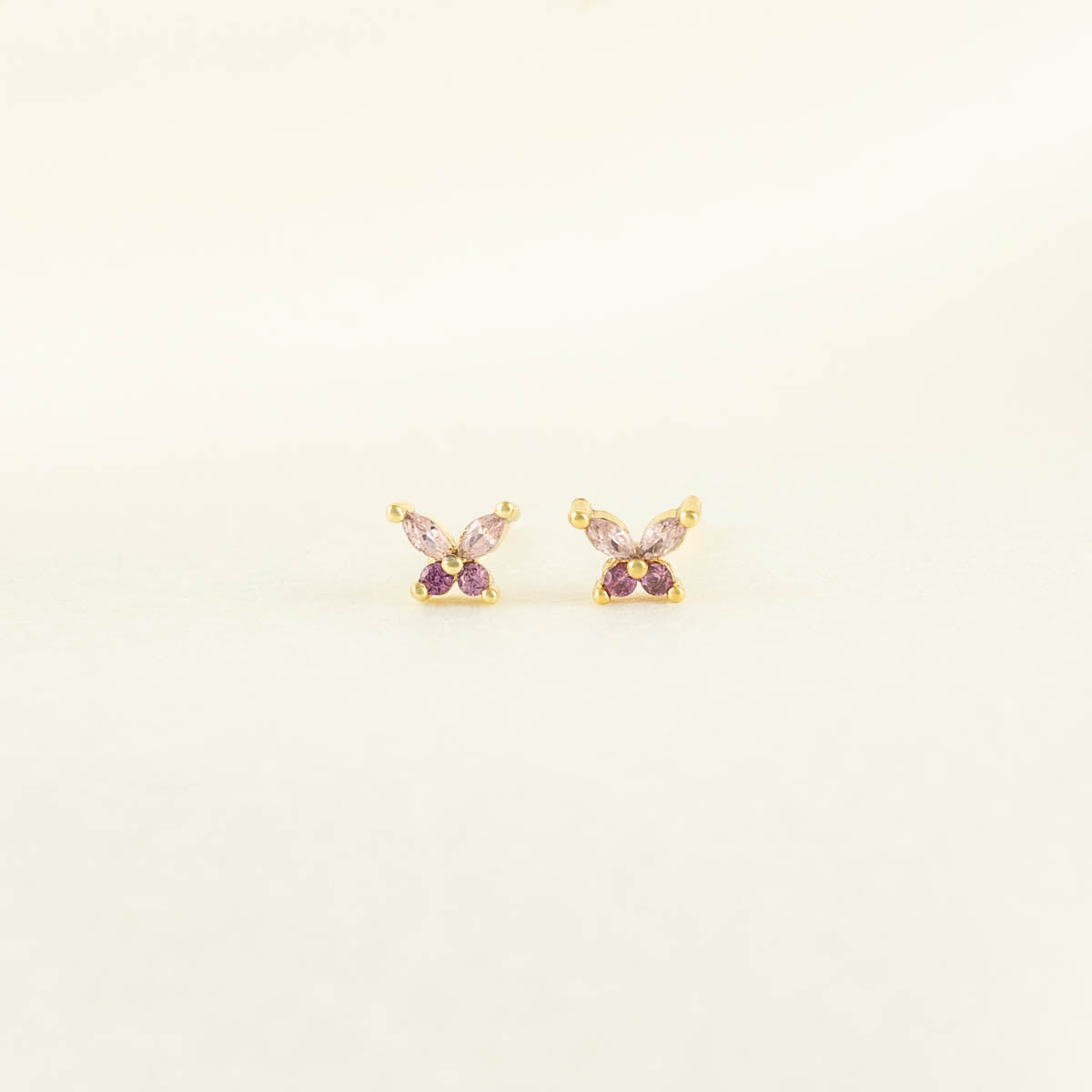 Sallie Pink Zircon Butterfly Studs