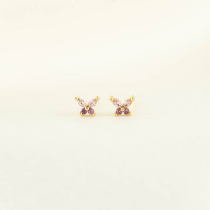 Sallie Pink Zircon Butterfly Studs