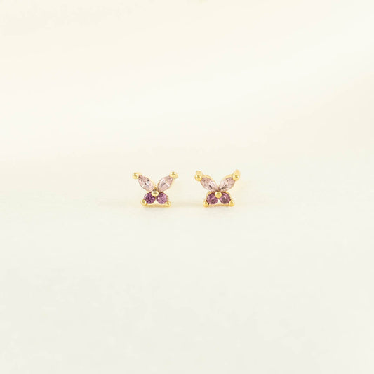 Sallie Pink Zircon Butterfly Studs