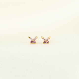 Sallie Pink Zircon Butterfly Studs