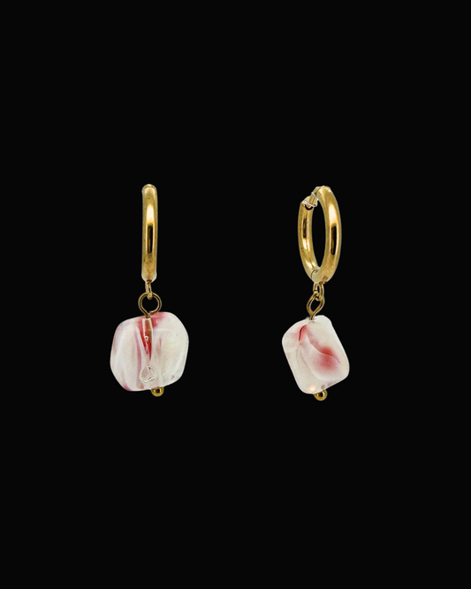Augusta White Huggie Earrings