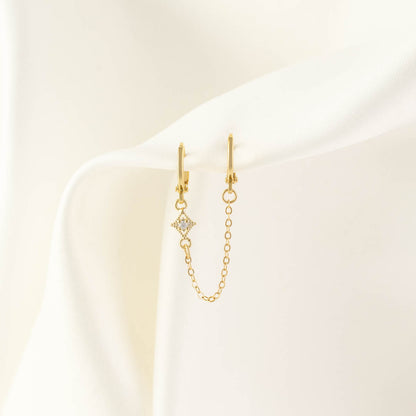 Stella Diamond Huggie Chain Earrings