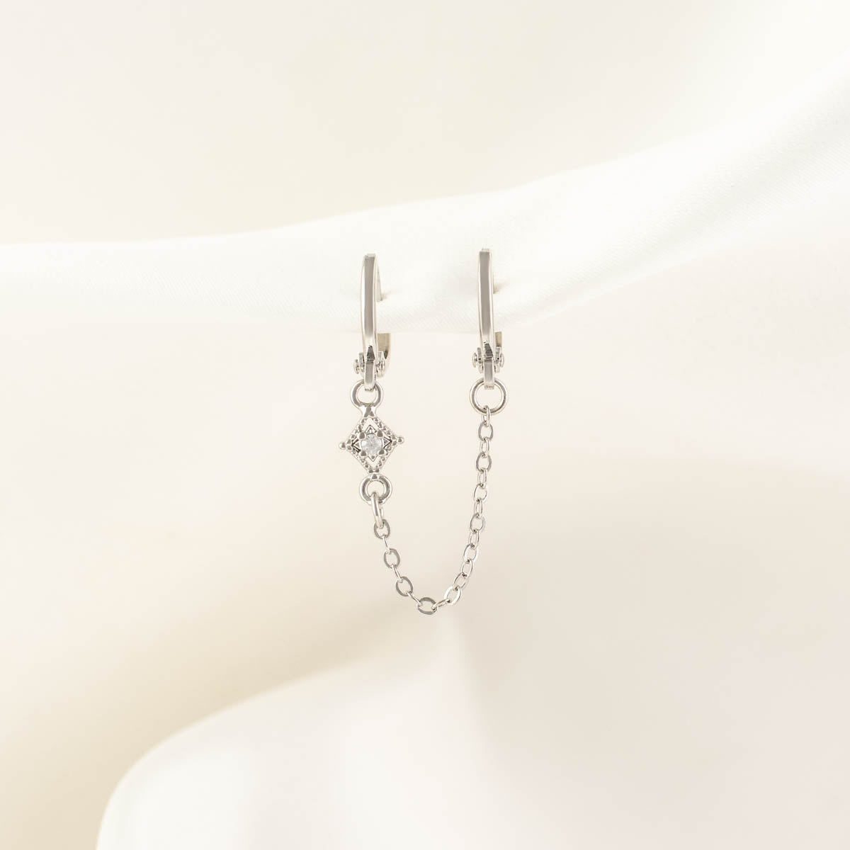 Stella Diamond Huggie Chain Earrings