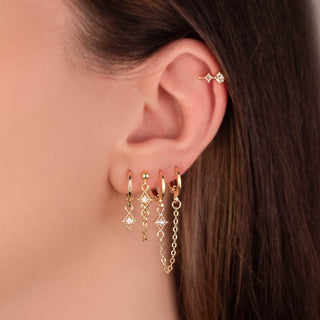 Stella Diamond White Zircon Huggie Chain Earring