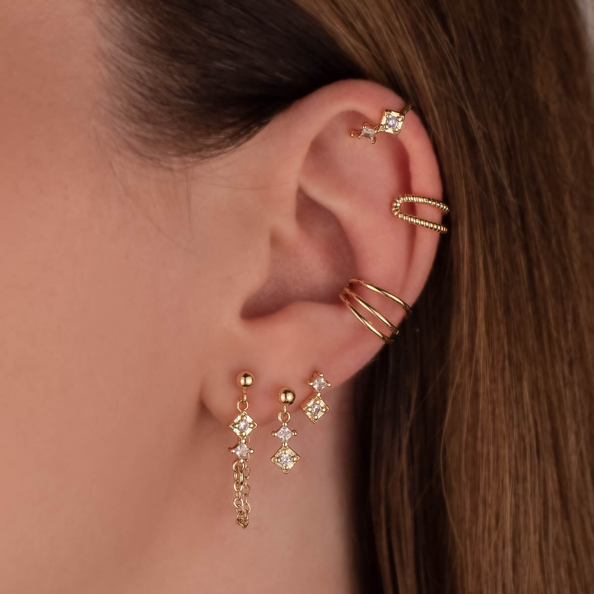 Temperance White Zircon Chain Studs