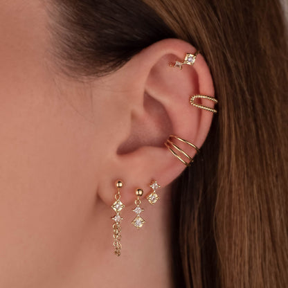 Temperance White Zircon Chain Studs