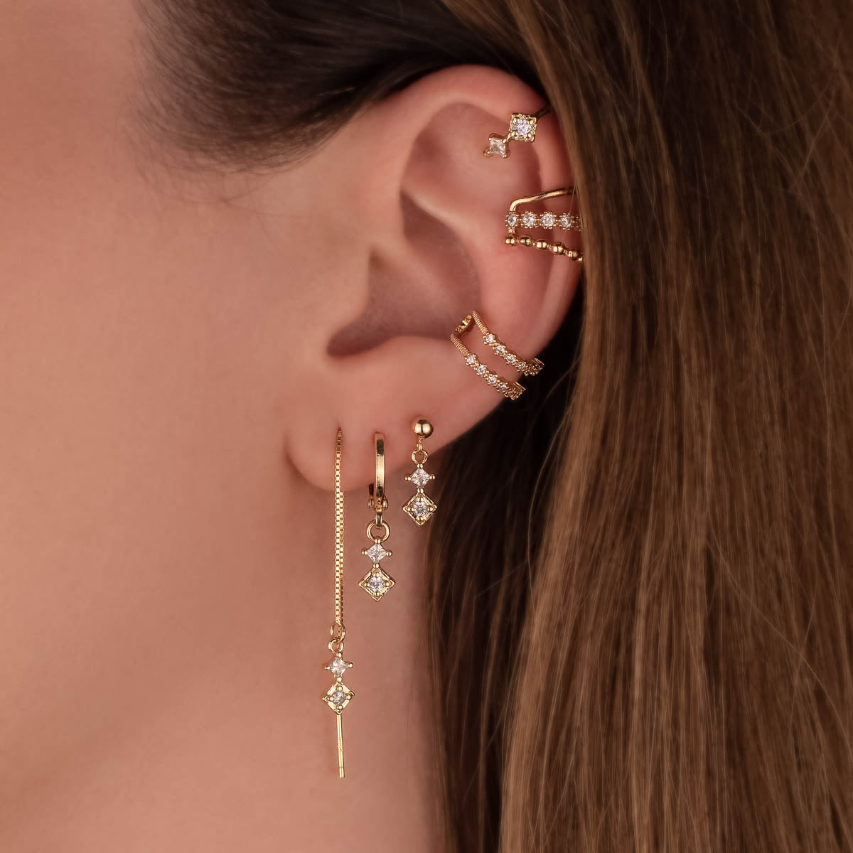 Temperance White Zircon Huggie Earrings