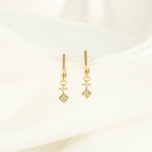 Temperance White Zircon Huggie Earrings