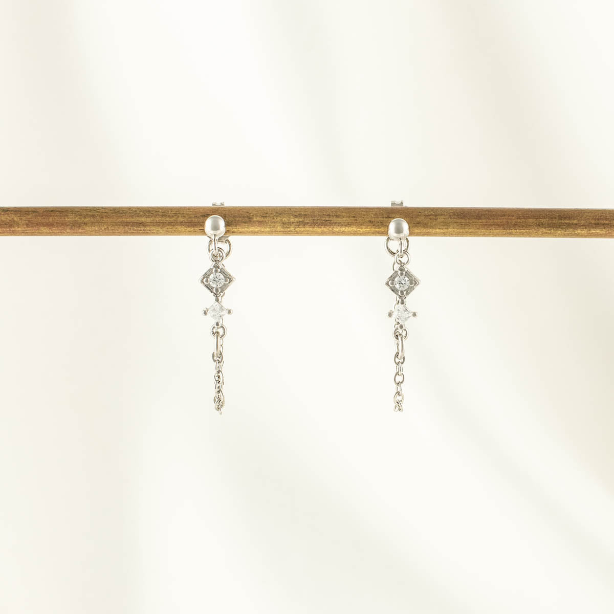 Temperance White Zircon Chain Studs