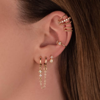 Temperance White Zircon Huggie Chain Earring