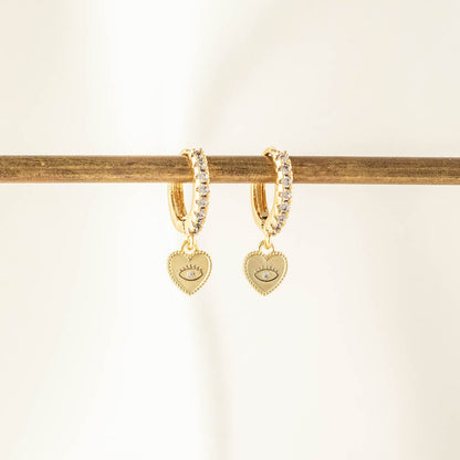 Valerie Evil Eye White Zircon Embellished Hoops