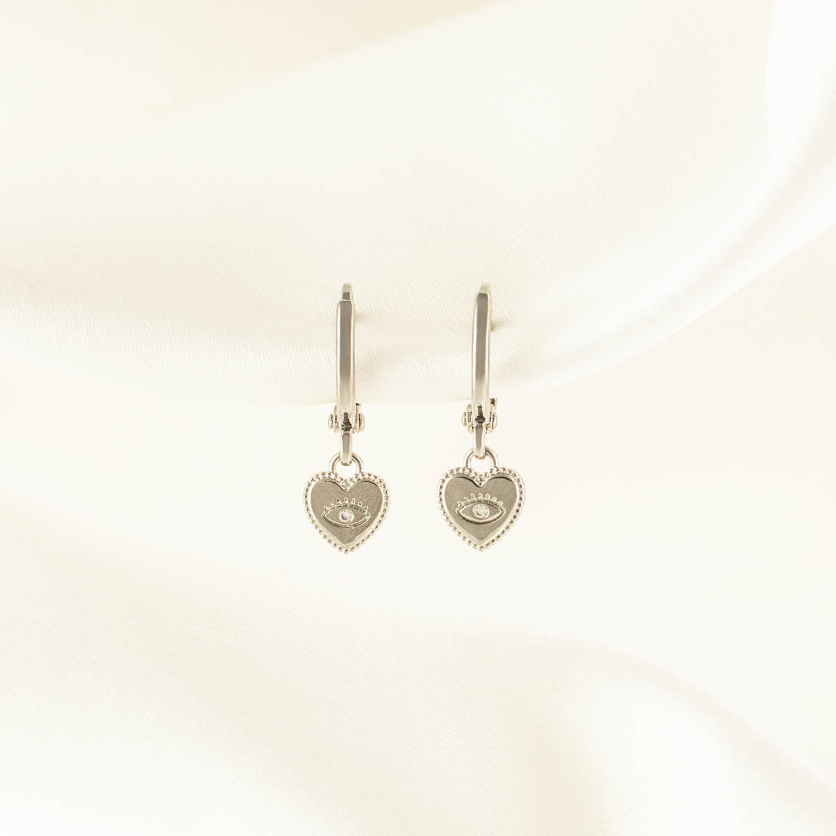 Valerie Evil Eye White Zircon Huggie Earrings