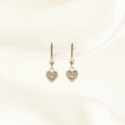 Valerie Evil Eye White Zircon Huggie Earrings