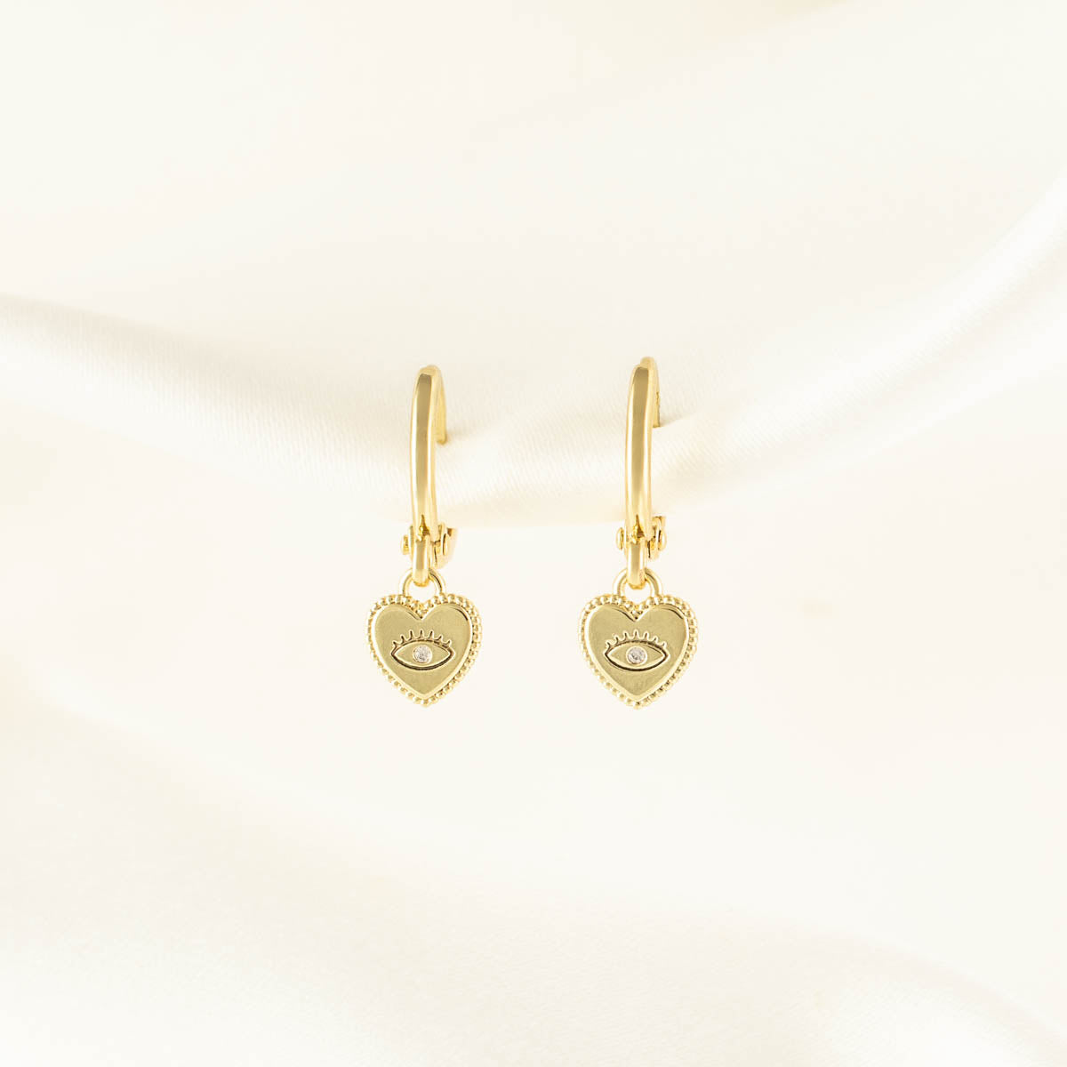 Valerie Evil Eye White Zircon Huggie Earrings