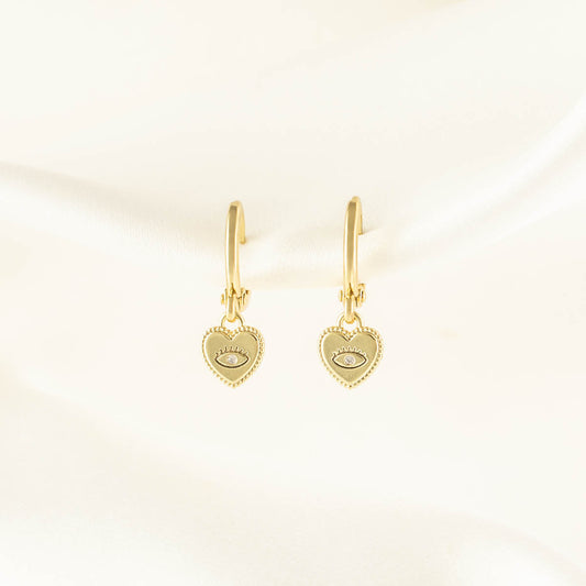 Valerie Evil Eye White Zircon Huggie Earrings