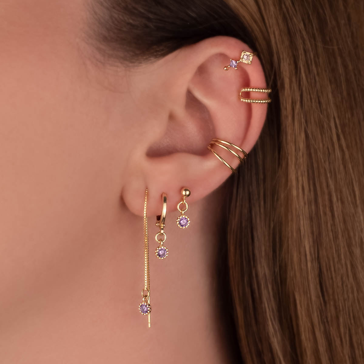 Violette Purple Zircon Dangle Studs