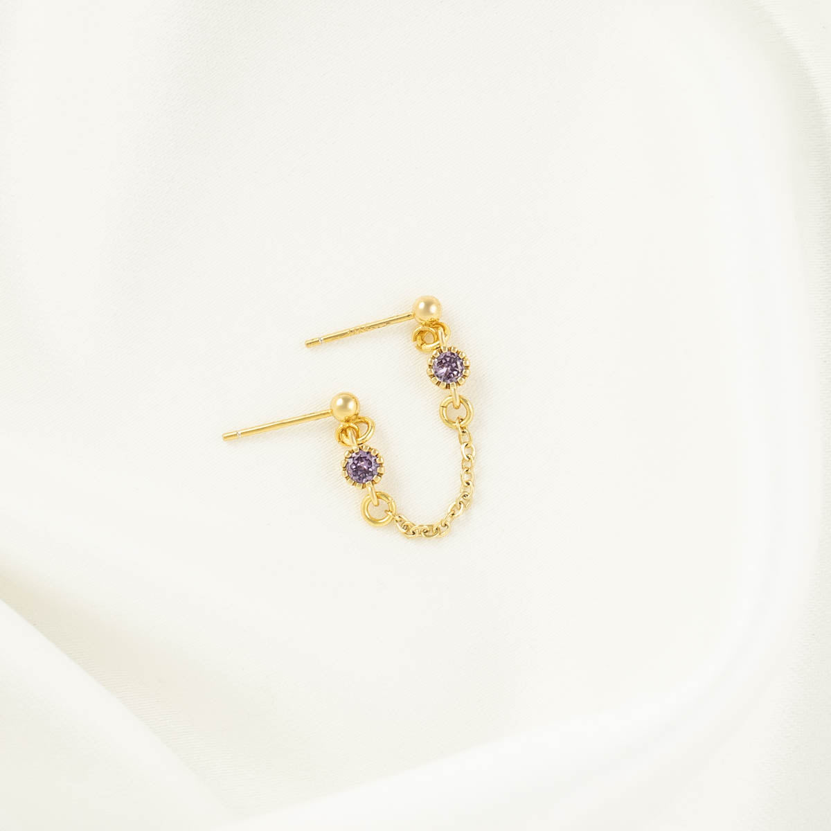 Violette Purple Zircon Double Chain Studs