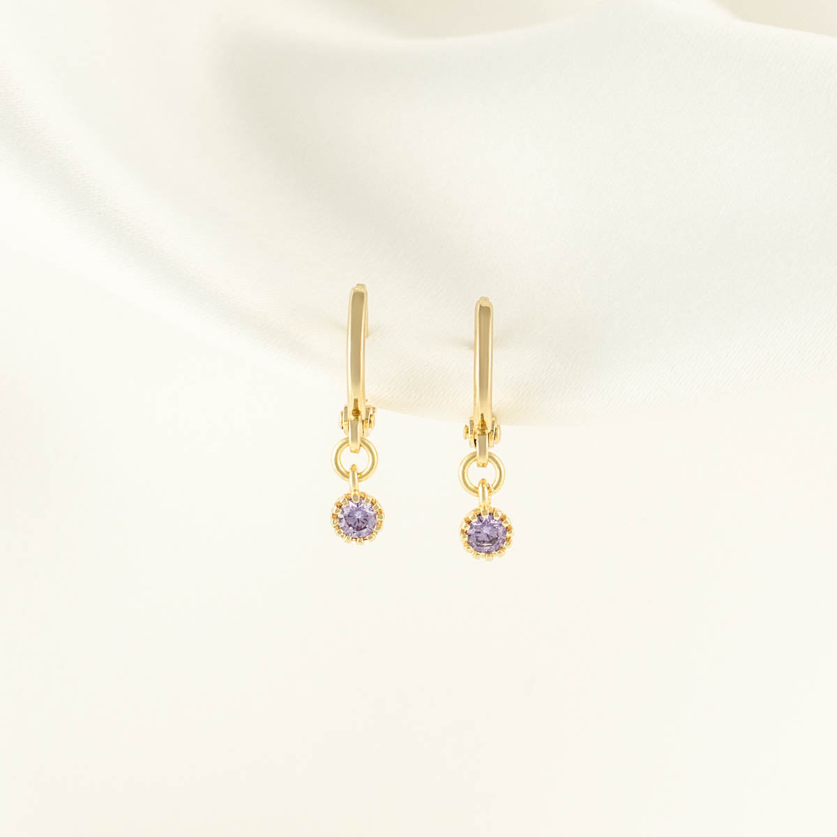 Violette Purple Zircon Huggie Earrings