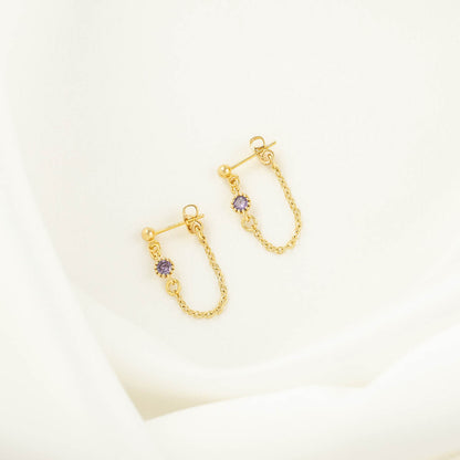 Violette Purple Zircon Chain Studs