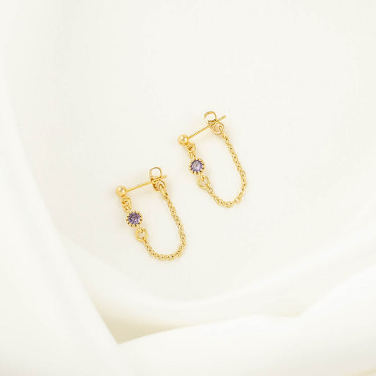Violette Purple Zircon Chain Studs