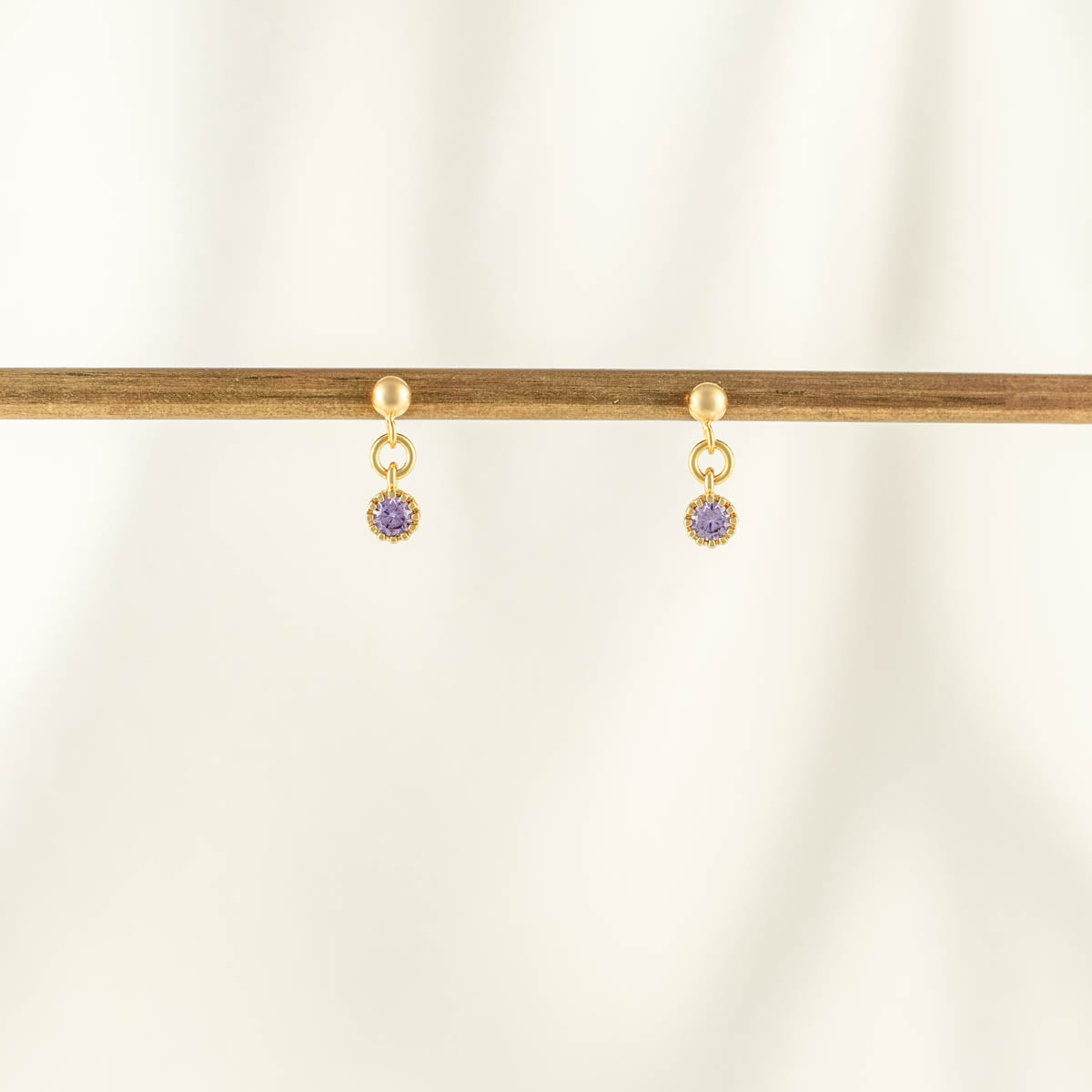 Violette Purple Zircon Dangle Studs