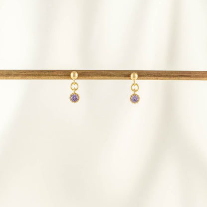 Violette Purple Zircon Dangle Studs