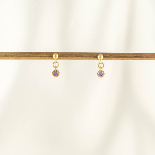 Violette Purple Zircon Dangle Studs