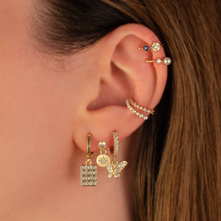 Fay Circle White Zircon Embellished Dangle Studs [PRE-ORDER]