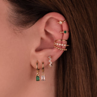 Zara Emerald Huggie Earrings [PRE-ORDER]