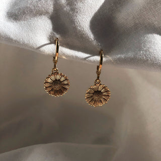 Gold Sunflower Earrings